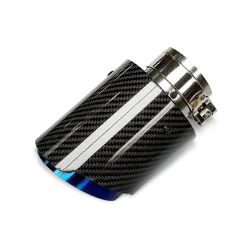 Embout d'échappement voiture en carbone aspect sergé et inox bleu pour look sport élégant