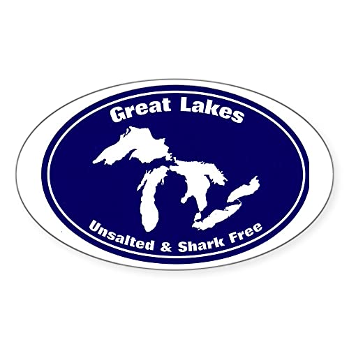 CafePress Great Lakes Shark Free Oval Bumper Sticker, Euro Oval Car Decal