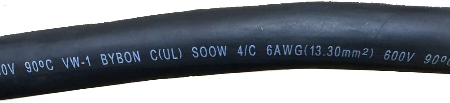 65-Feet 6/4 SOOW Rubber Flexible Extra Heavy Duty Portable Cord 600V,UL Listed, No fillers,Black