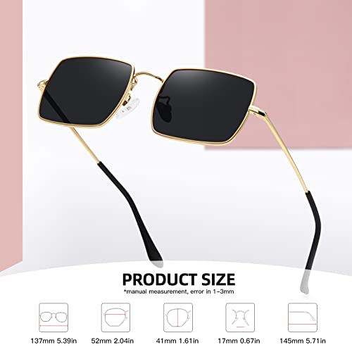 MEETSUN Rectangle Polarized Sunglasses for Women Men Retro Classic Square Sun Glasses UV400 Protection Vintage Metal Frame4