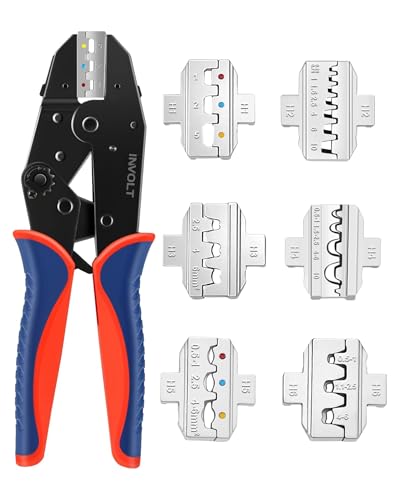 INVOLT Crimpzange Kabelschuhe für 2,5–10 mm² 7 Teilig...