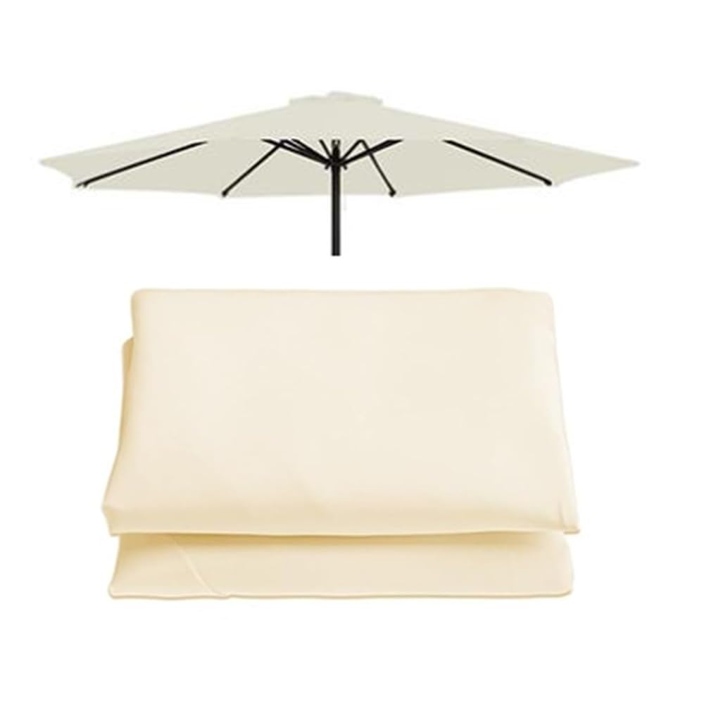 SMELEDFCFK Replacement Umbrella Fabric 6/8 Ribs Patio Umbrella Canopy Replacement Cover 6.5ft 7.5ft 8ft 9ft 10ft 11.5ft Umbrella Replacement Canopy Waterproof Fabric(Beige,2m/6.5ft(6-ribs))
