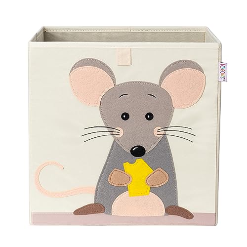 KNECKES®️ Cajas de almacenaje infantil – 8 estampados I Cajas Kallax | Caja de juguetes con tapa para habitación infantil I Organizador de juguetes con estampado de ratón (caja 33 x 33 x 33 cm)