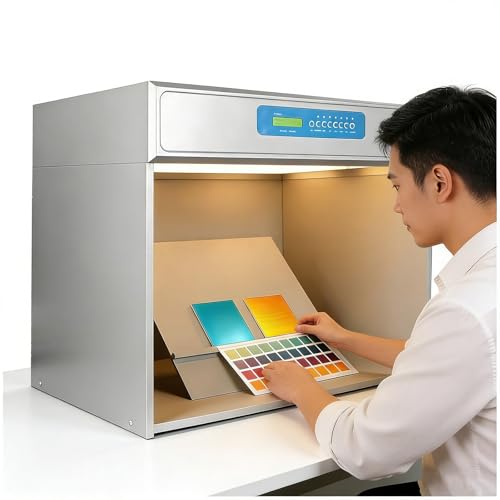 Color Assessment Cabinet LED Light-Box, Professional Color Matching Light Booth for Fabric Textile Clothes Printing 5 Light Source
