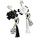 Ruluti 2pcs Women Flower Keyring Camellia Pearl Keychain Sparkling Bag Pendant Handbags Purse Bag Charm Car Keyring Decorations for Girls, Black White
