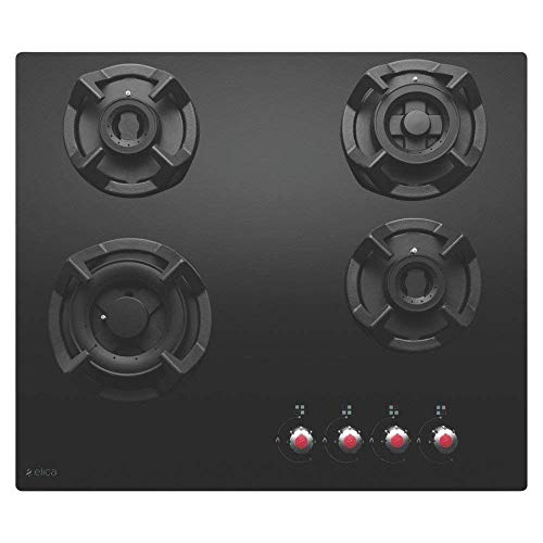 Elica Hob 4 Burner Auto Ignition Glass Top – 2 Double Ring Brass, 1 Dual Brass Burner and 1 Mini Triple Ring Brass Gas Stove (CLASSIC MFC 4B 60 MT)