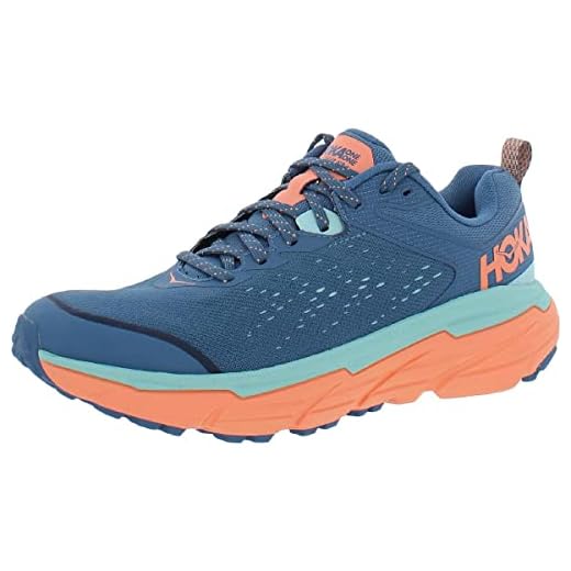 HOKA ONE Women's Challenger ATR 6 Textile Synthetic Trainers, Teal-cantaloupe, 9.5