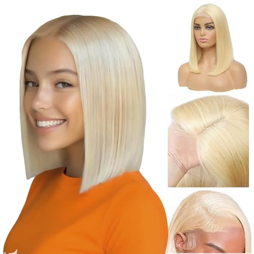 SOOFFSOR Blonde Bob Wig Human Hair 613 Lace Front Wig