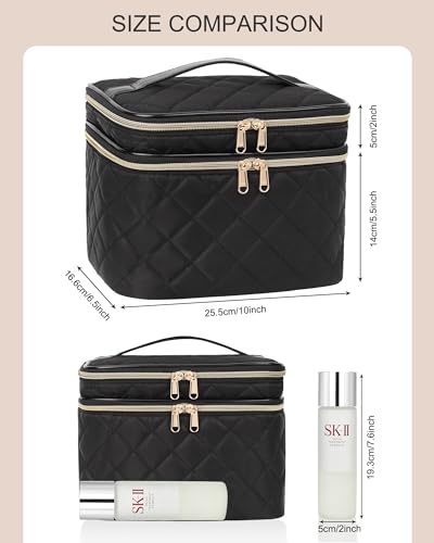 Twofold-Large-Makeup-Bag-Cosmetic-Bags-for-Women-2-Layers-Make-Up-Travel-Bag-Black-Makeup-Bag-Organiser-with-Compartments-Storage-Case-with-Dividers
