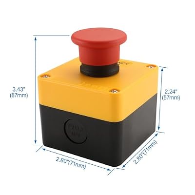 BAOMAIN Red Flat Head Momentary Push Button Switch Station 1NO 1NC AC 660V 10A IP65 Weatherproof Industrial Control Box for Signal Triggering and Machine Reset 1-Pack