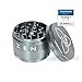 Zen XXL Grinder de aluminio extremadamente ligero, inoxidable y robusto de la aviación espacial, picador con arañazos en el compartimento para polen, diámetro de 6,30 cm