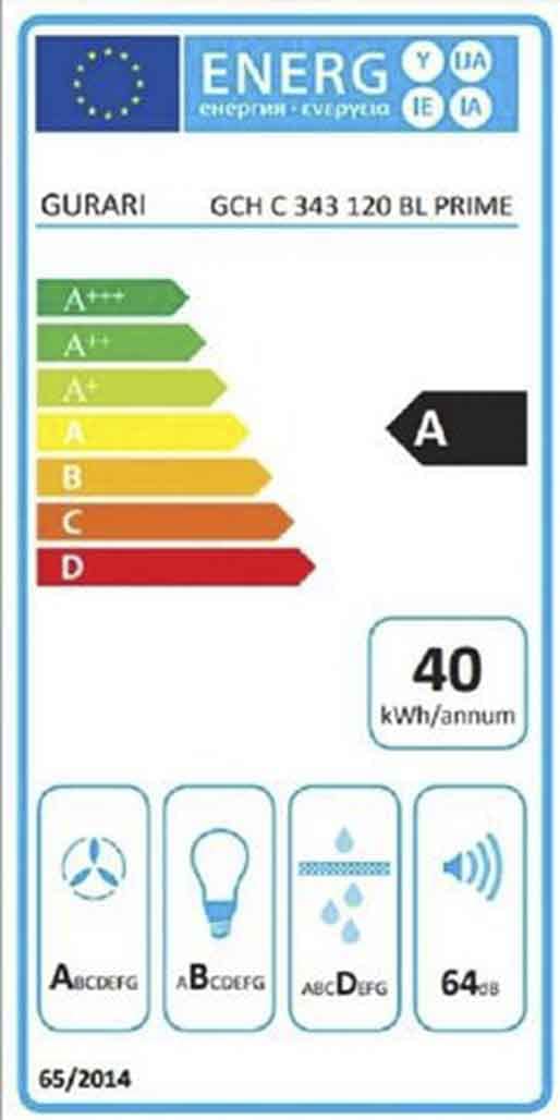 GURARI GCH E 217 BL 52 Prime, Hotte Aspirante 52 Cm, En Noir,Noir Verre, 1000m³/h - Electroménager