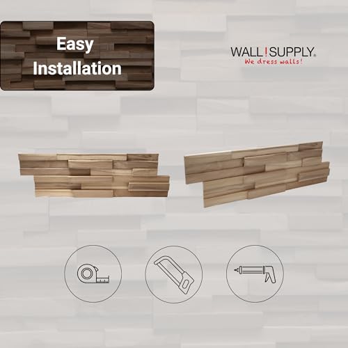 Wall!Supply 3D Wall Panels – Reclaimed Modern Asian Teak Wood – Home Decor Wallpaper Alternative for Living Room, Bedroom & Office – Easy DIY Installation – 10 Pack, Covers 9.6 Sq Ft by Wall!Supply - Image 7