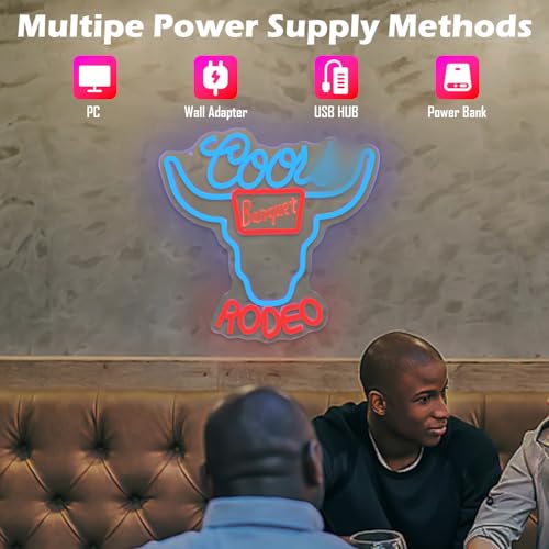 Image of Beer Neon Sign Dimmable Western Rodeo Neon Light Signs for Wall Decor Cowboy Neon Sign for Man Cave Home Bar Beer Club Pub Bistro