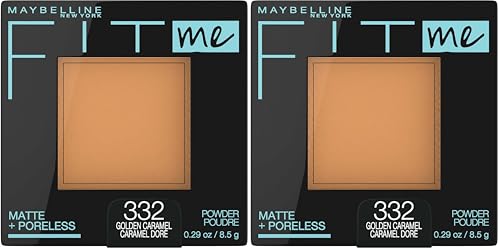 Image of Maybelline Fit Me Matte + Poreless Pressed Face Powder Makeup & Setting Powder, Golden Caramel, 1 Count (Pack of 2)