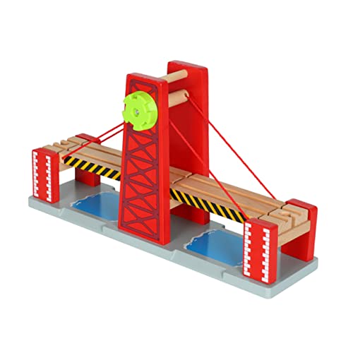 1 Juego Pista Trenes de Madera Puente levadizo de Madera Puente ferroviario vías del Puente del ferrocarril Puentes de vías de Tren Juguetes de vías de Tren el plastico Rojo MOLUCKFU