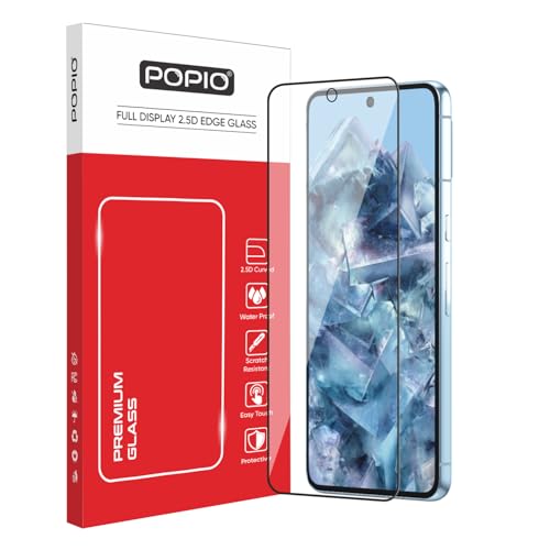 Image of POPIO Tempered Glass Screen Protector Compatible For Google Pixel 8 Pro Cellphone (Black) With Edge To Edge Coverage And Easy Installation Kit