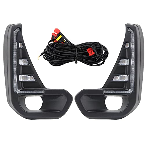 Riloer Daytime Running Light Front Driving Lamp w/Amber Turn Signal Clear Lens Front Lower Bumper DRL White Light Compatible with Toyota Hilux Revo 2020-2021