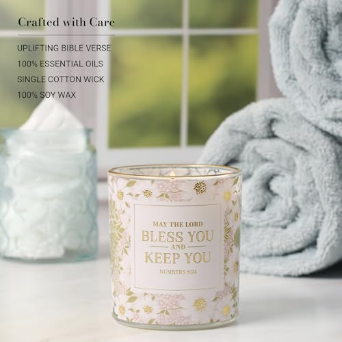 Image of Christian Art Gifts Lord Bless You Scented Candle: Soy Wax, Bible Verse