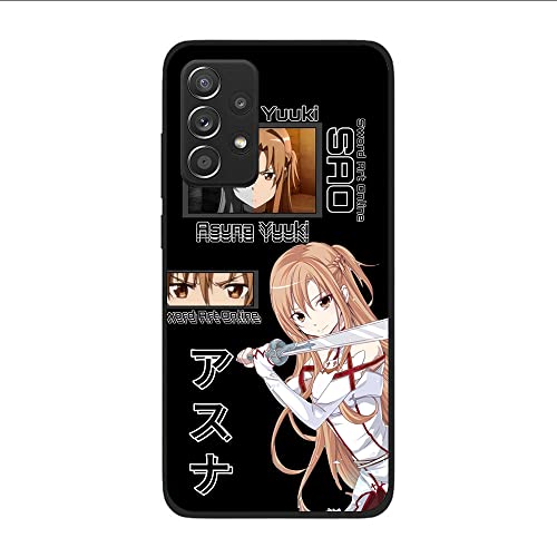 Staremeplz Ultra Thin Black Slim Shockproof Matte Tpu Silicone Back Protection Clear Cover Phone Case For Samsung Galaxy A52 5G Color08 Sword Anime Yuuki Asuna Girl Art #TOP18