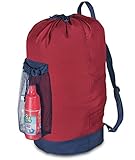 Dalykate Mochila, bolsa de lavanderia, mochila de lavanderia com alças de ombro e bolso de malha, bolsa de nylon durável, cesto de roupas com fecho de cordão, vermelho