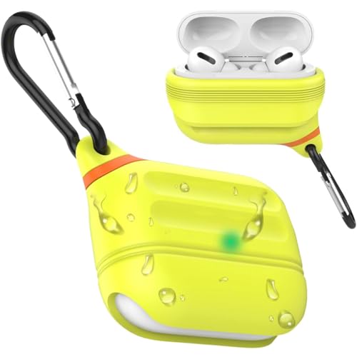 for AirPods Pro Case, Waterproof Silicone Cover for 2nd Generation | Waterproof Protection | Glow | for USB-C/Wireless | Anti-Lost | One piece | Night Glow Yellow