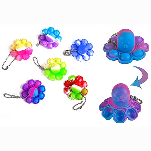 jameitop®10x Schlüsselanhänger Pop it Oktopus Pop its klein 5x3,3,5cm Wende Schlüsselanhänger Anti Stress Wendetier Cover