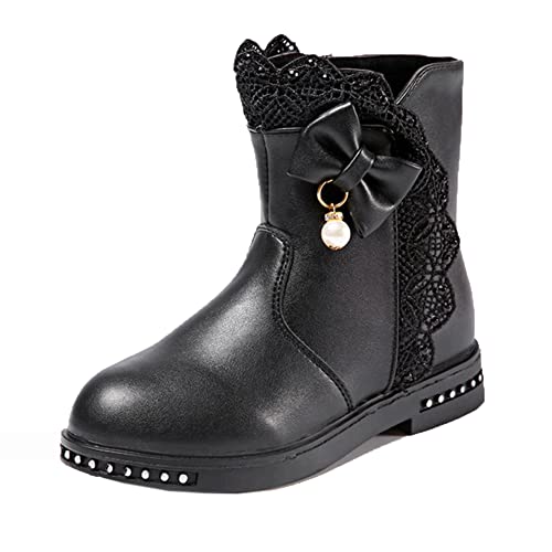 QINGCOMFACAI Kid's Girl's Waterproof Ankle Boots Slip Resistant Outdoor Side Zipper Fur Lined Winter Snow Boots(Toddler/Little Kid)