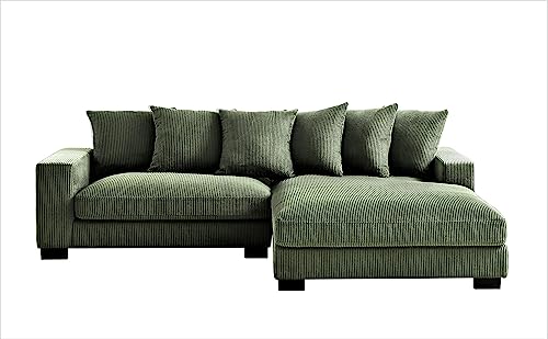 Container-Furniture-Direct-Luxe-Oversized-Two-Piece-Sectional-Couches-for-Living-Room-1024-Inch-L-Shaped-Sofa-with-Chaise-Upholstered-with-Corduroy-Fabric-Dark-Green