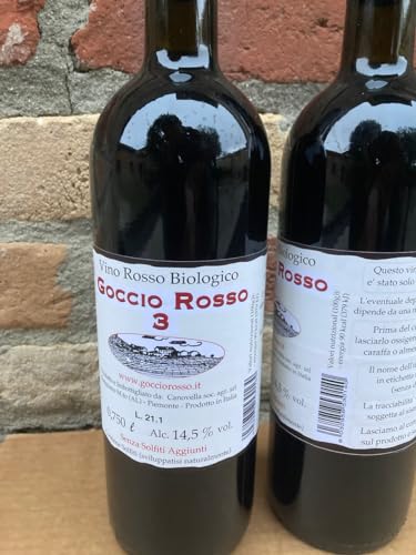 6 x 0,75 lt - Goccio Rosso 3 - Vino rosso bio senza solfiti aggiunti - vegano - non filtrato - dal produttore al consumatore