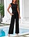 PRETTYGARDEN Women's Summer 2 Piece Outfits 2026 Cap Sleeve Ruched Slim T Shirt Ribbed Knit Wide Leg Pant Sets Tracksuit(Black,Large)