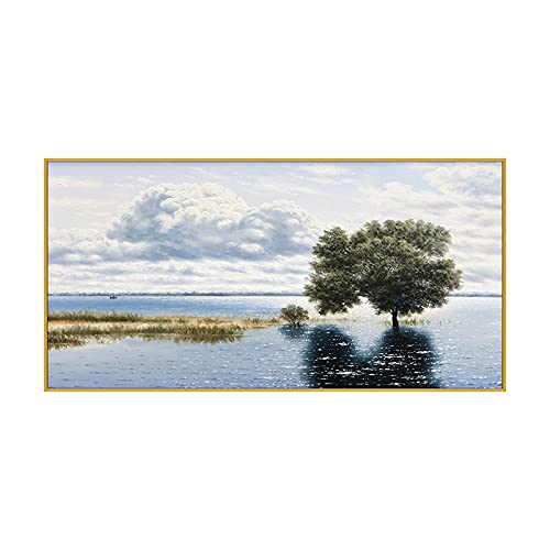 Tableau moderne bleu grand format pour grand mur vide - 2