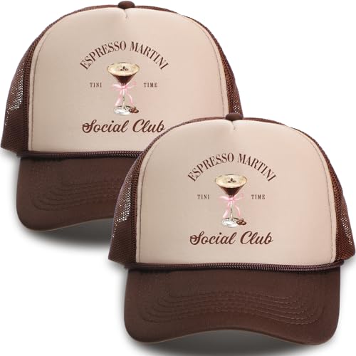 Image of Hercicy 2 Pcs Trucker Hat Tini Time Baseball Hat Mesh Adjustable Party Club Cap for Bachelor Bachelorette (Brown)