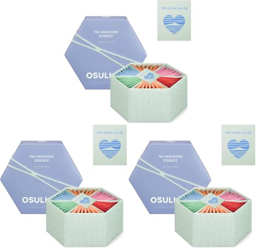 Image of OSULLOC TEA VARIATION ESSENCE (42 Count, 6 Types x 7 ea), Mothers Day Gifts, Special Thank You Card attached (Pack of 3)