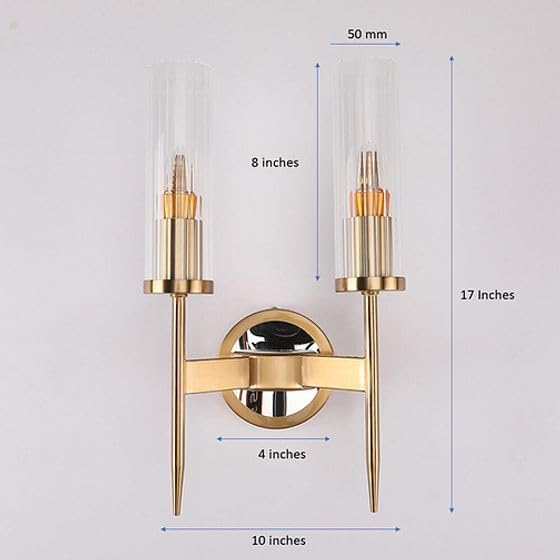 Image of Double Cylinder Wall Light | Clear Ribbed Glass Modern Minimalist Wall Lamp Fixture | Decorative Lighting for Living Room Bedroom Dining Cafe Bar Restaurant | Without Bulb