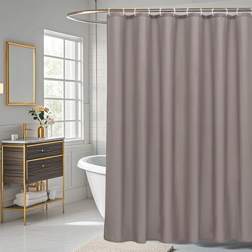 AooHome Standard Size Shower Curtain, Polyester Durable Solid Shower Curtain for Hotel with Hooks, Weighted Hem, Waterproof, Chocolate, 72x72 Inch