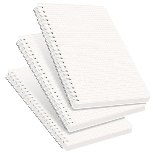 Image of A5 Graph Paper Notebooks, 5.5 x 8.2 inches, GRID Book,100 GSM Premium Paper, 480 Pages, Waterproof Cover, Set of 3 (Grid)