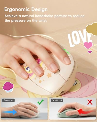 Image of My Little Pony Ergonomic Vertical Mouse, VM01 Dual-Mode (2.4GHz /Bluetooth) Wireless Silent Mouse with LED Battery Indicator, 6 Buttons Silent Clicking Mouse for Wrist Comfort, PC, Laptop, Mac(Cream)