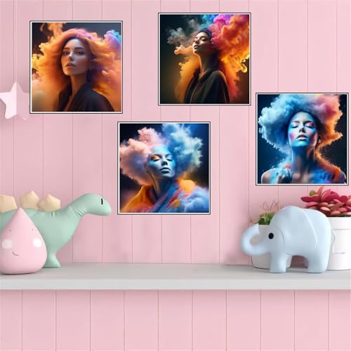 Diamond Painting 90x90cm Lot de 4 Peinture Diamant 5D Abstraite
