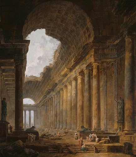 Affiche de Arts le Vieux Temple par Hubert Robert - Toile 60x90cm pour Salon