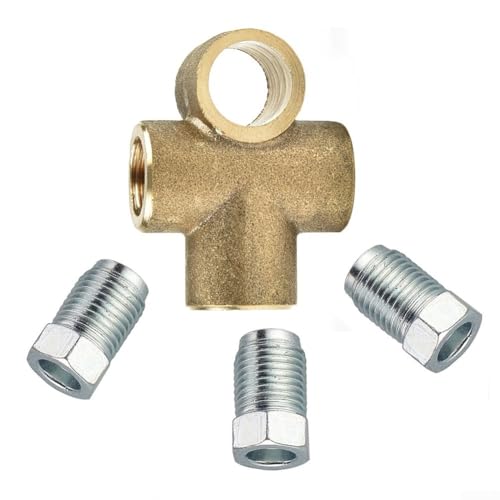 3 Way Brake Pipe Tee Fitting with 3 Male M10 Short Nuts Union 3/16 Inch UNF 24 TPI Stainless Steel 316 Brake Pipe Union for 3/16 Inch Applications