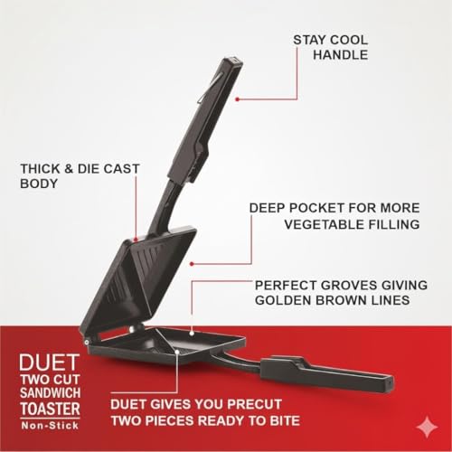 Image of Home & Kithcen - 2 Cuts Gas Sandwich Toaster Make in oil use (Black)
