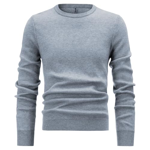 Qolkmuiy-GJ Men's Casual Sweater Structured Pullover Long Sleeve Lightweight Knit Sweaters Knit Slim Fit Basic Sweatshirt (Blue,X-Large)