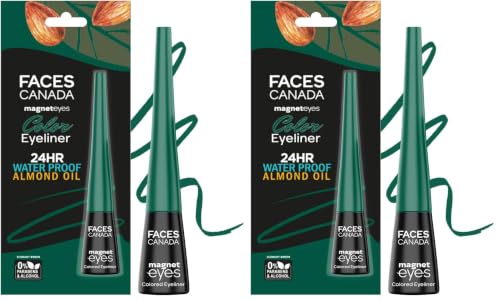 Image of FACESCANADA Magneteyes Color Eyeliner Gel - Elegant Green,4 Ml|Glossy Finish|24Hr Long-Lasting|Waterproof|Smudgeproof|Precise Application|Intense Color Payoff|Almond Extract & Vitamin E (Pack of 2)