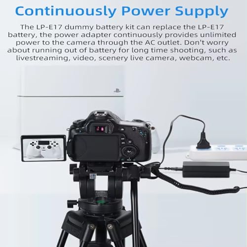 Image of SSK LP-E17 Dummy Battery with 8.4V 3A AC Power Supply Adapter DC Coupler Kit Compatible with Canon EOS RP /M3 /M5 /850D /200D