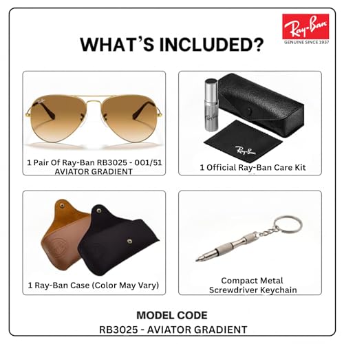 Image of Ray-Ban RB3025 AVIATOR GRADIENT Pilot Shaped Sunglasses for Men & Women with Official RAYBAN Eyewear Kit