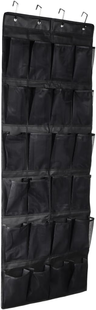 24-Pocket Hanging Shoe Organizer For Door, Space-Saving Storage Bag With Breathable Mesh Pockets