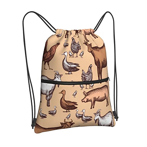 ZUNPNG Mochila Farm Anima Porco Ganso Vaca Cordão Bolsa Esportiva Ginástica Yoga Mochila de Viagem c