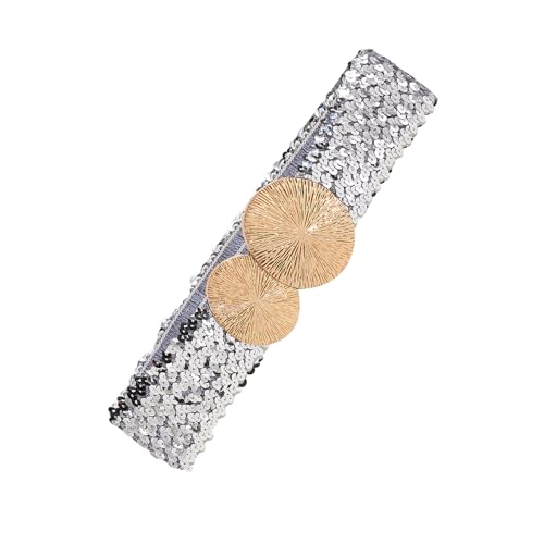 Fashionable Wide Belt For Female Formal Dresses Elastic Corset Belt Waist Shaping Cincher All Matching Waist Accessories Silver