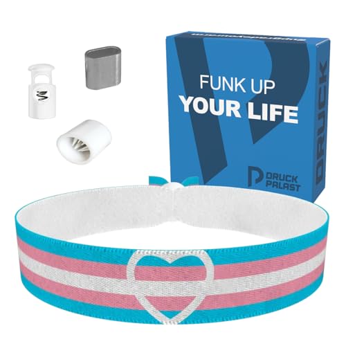 Transgender Heart Stoffarmband - LGBTQ Armband Unisex - Handgemachtes Geschenk für Frauen und Männer - Wasserfest & Verstellbar - Freundschaftsarmband für Festival Outfits